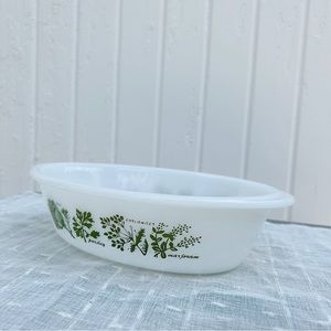 vintage Glasbake herb casserole dish